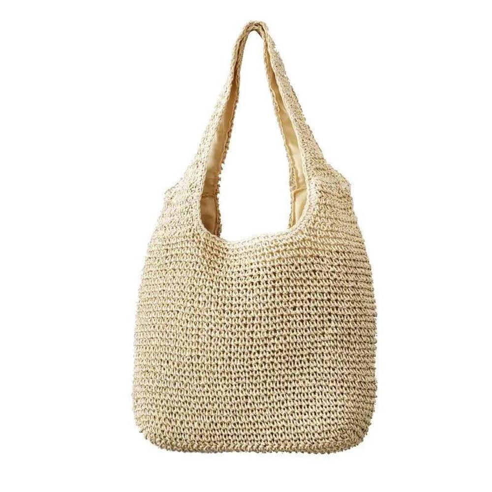Sac Fourre Tout Femme en Paille Naturelle – Grand Sac Spacieux 42 cm x 32 cm Idéal pour Plage et Sorties Estivales