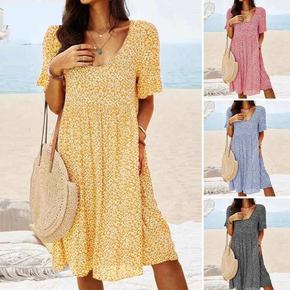 Robe Midi Femme Imprimé Floral – Élégante, Confortable et Polyvalente pour Toutes Occasions