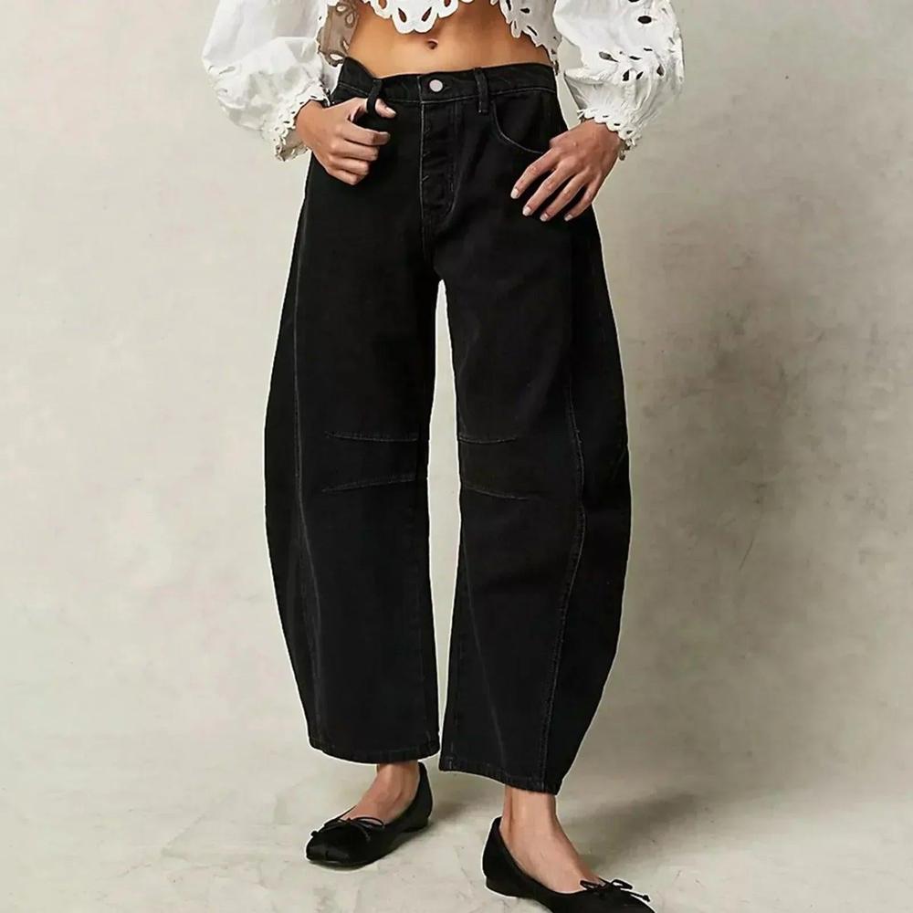 Pantalon Fluide Femme Large en Coton – Confort Évasé et Tissu Respirant, Disponible en Beige, Marron, Blanc et Noir