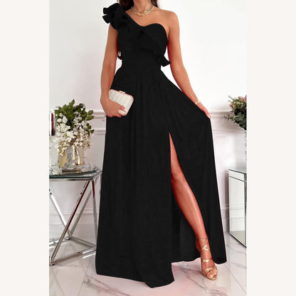 Women's Long Asymmetric Black Dress – Modern Elegance for Summer and Evenings