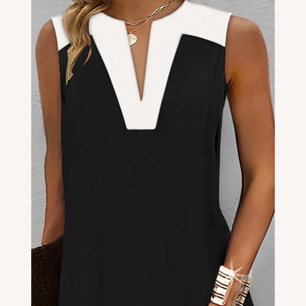 Robe Femme Décontractée Sans Manches à Encolure Échancrée – Élégance et Confort en Coton, Disponible en S à XL