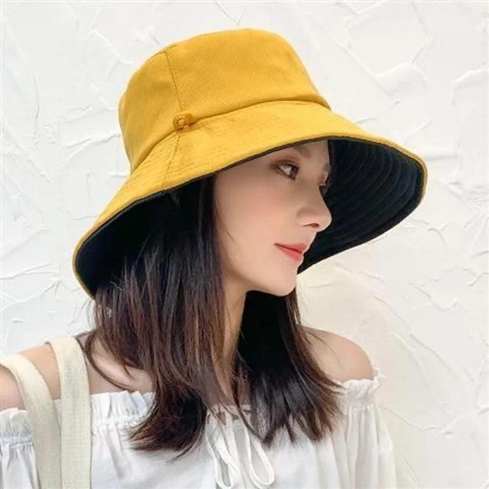 Reversible Women's Bucket Hat in Lightweight Cotton with 12 cm Brim for Sun Protection – Adjustable and Versatile