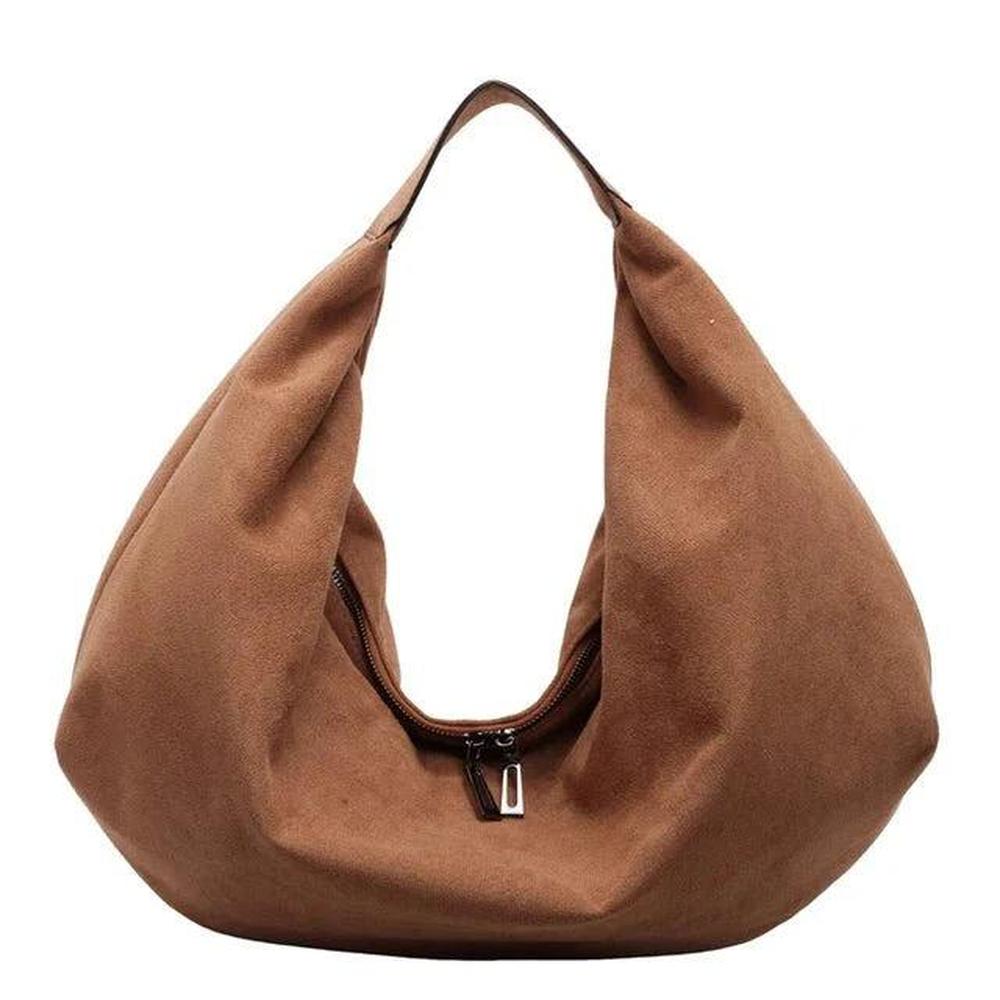 Sac à Bandoulière en Daim pour Femme – Sac Hobo Slouchy Élégant avec Grande Capacité et Fermeture Éclair