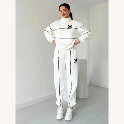 Men's University Tracksuit in Cotton and Polyester – Loose Sweatshirt and Fitted Jogging Pants, Casual Style