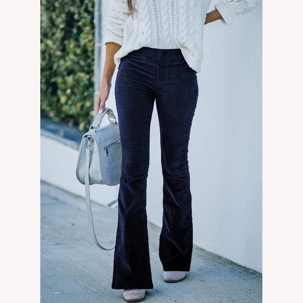 Pantalon Évasé Taille Haute Femme en Tissu Doux – Confort et Élégance, Idéal pour Toutes Occasions