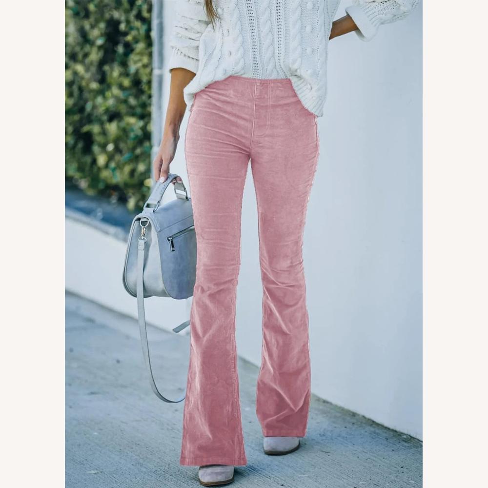 Pantalon Évasé Taille Haute Femme en Tissu Doux – Confort et Élégance, Idéal pour Toutes Occasions