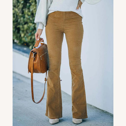 Flared High Waist Women's Pants in Soft Fabric – Comfort and Elegance, Ideal for All Occasions