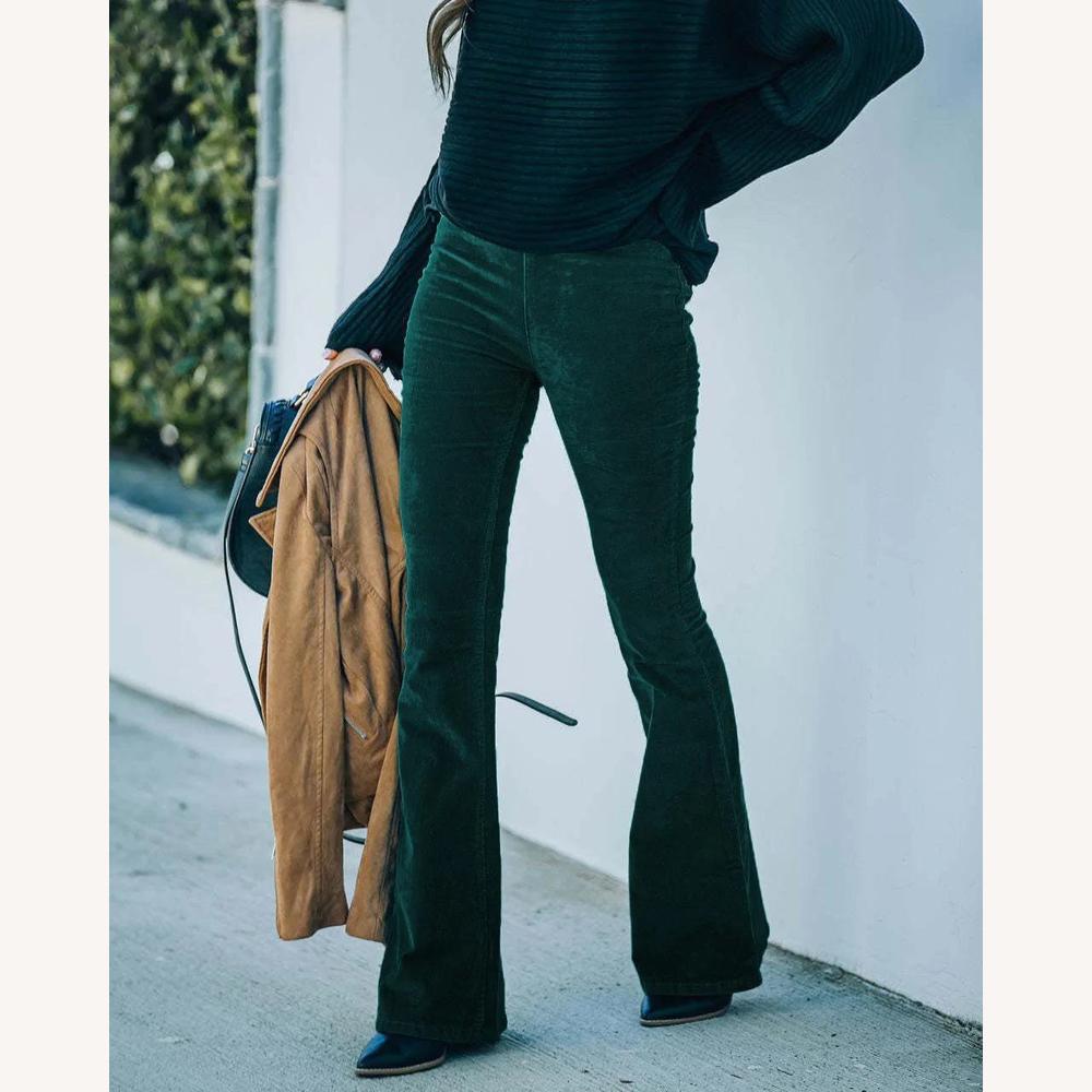Pantalon Évasé Taille Haute Femme en Tissu Doux – Confort et Élégance, Idéal pour Toutes Occasions