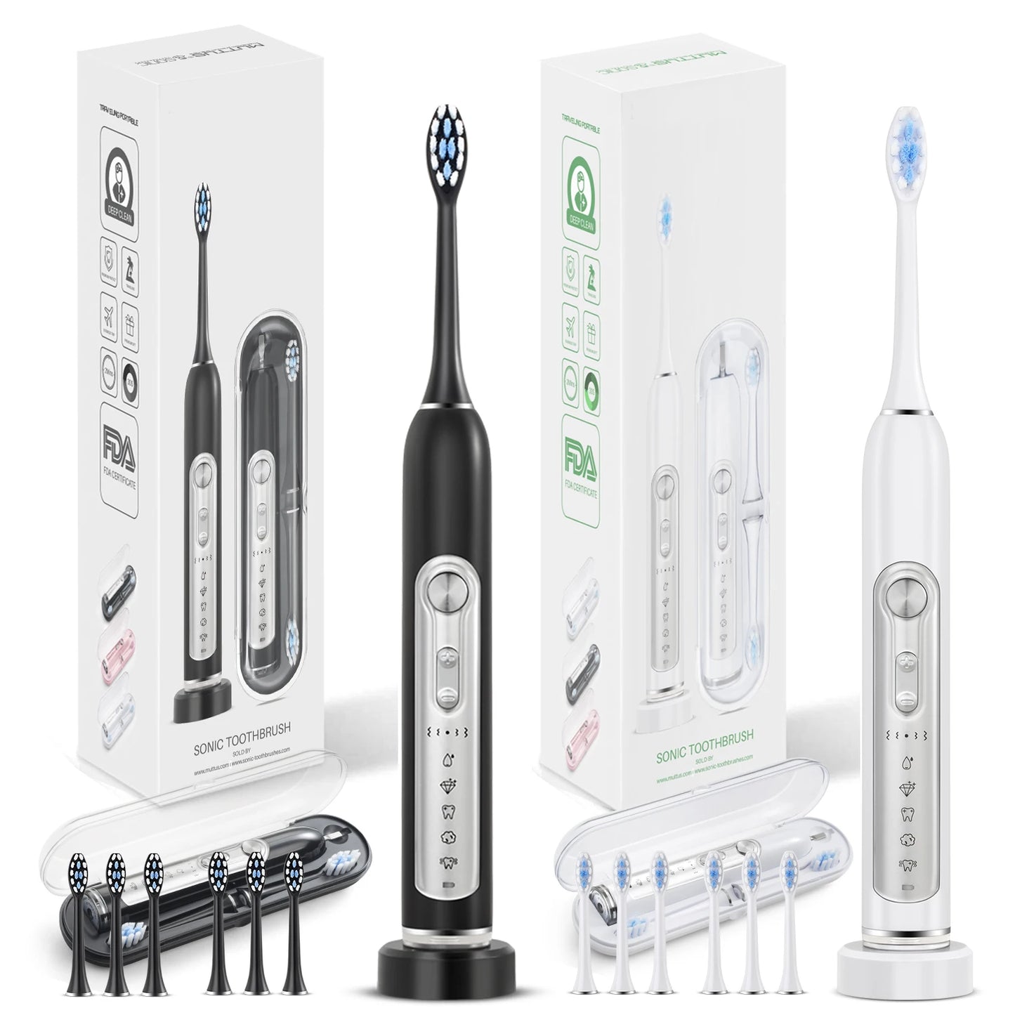 SUBORT S7 Sonic Electric Toothbrush with Smart Timer and IPX7 Waterproof – 5 Modes, Replaceable DuPont Heads