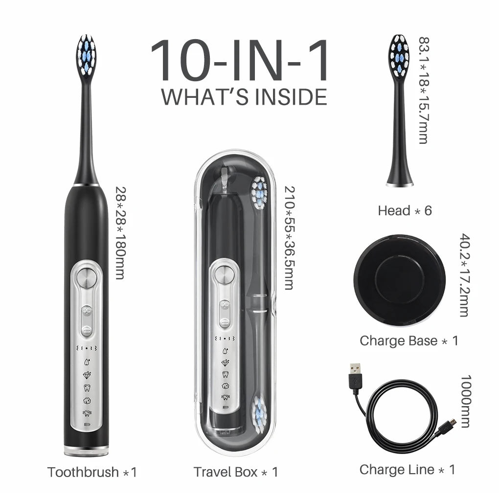 SUBORT S7 Sonic Electric Toothbrush with Smart Timer and IPX7 Waterproof – 5 Modes, Replaceable DuPont Heads