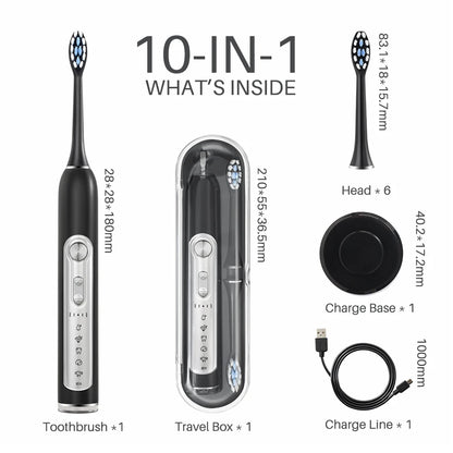 SUBORT S7 Sonic Electric Toothbrush with Smart Timer and IPX7 Waterproof – 5 Modes, Replaceable DuPont Heads