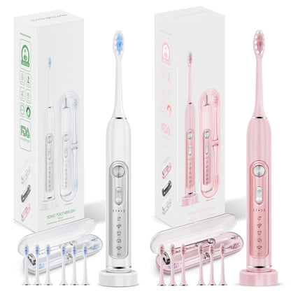 SUBORT S7 Sonic Electric Toothbrush with Smart Timer and IPX7 Waterproof – 5 Modes, Replaceable DuPont Heads