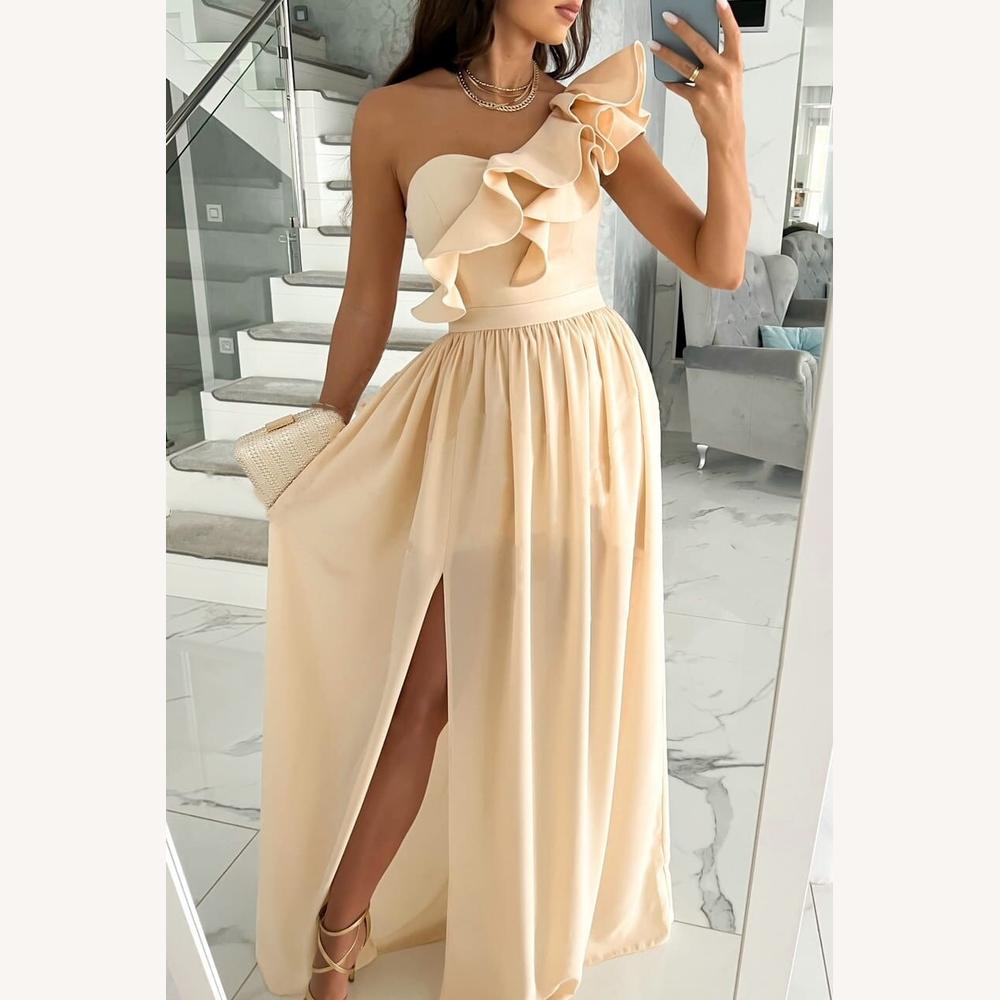 Robe Longue Femme Asymétrique Noire – Élégance Moderne pour Été et Soirées