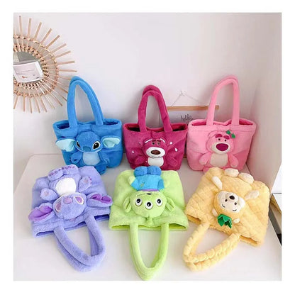 Soft Plush Shoulder Bag for Girls - Strawberry Bear Design, Ideal for Small Items, 25x20x10 cm