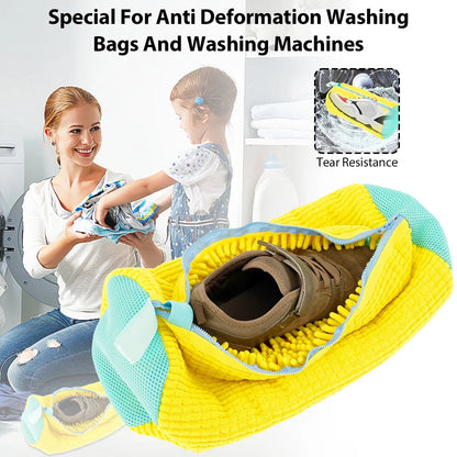 Sac de lavage pour chaussures en nylon polyester avec fermeture éclair – léger et durable, idéal pour le voyage et l'entretien