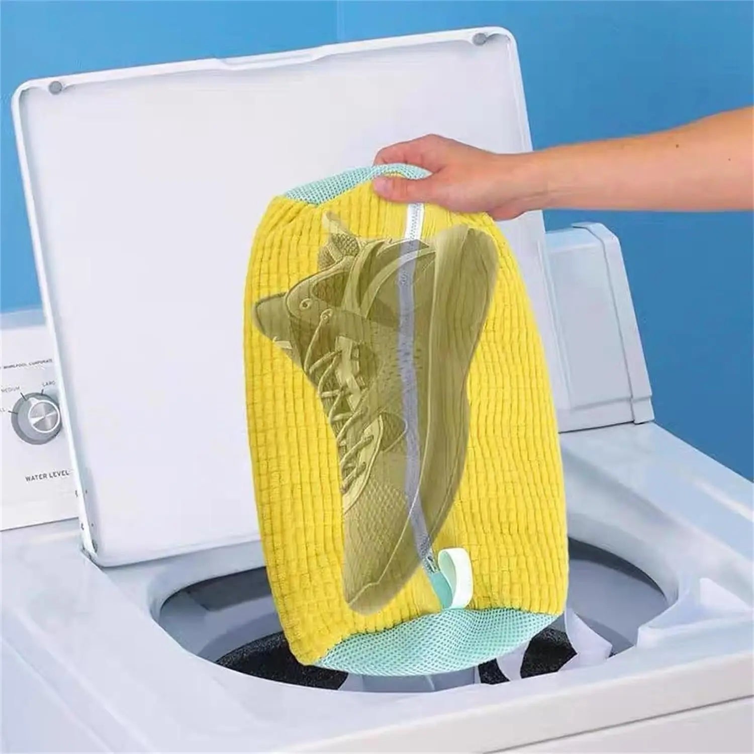 Sac de Lavage pour Chaussures en Nylon Polyester avec Fermeture Éclair – Léger et Durable, Idéal pour Voyage et Entretien