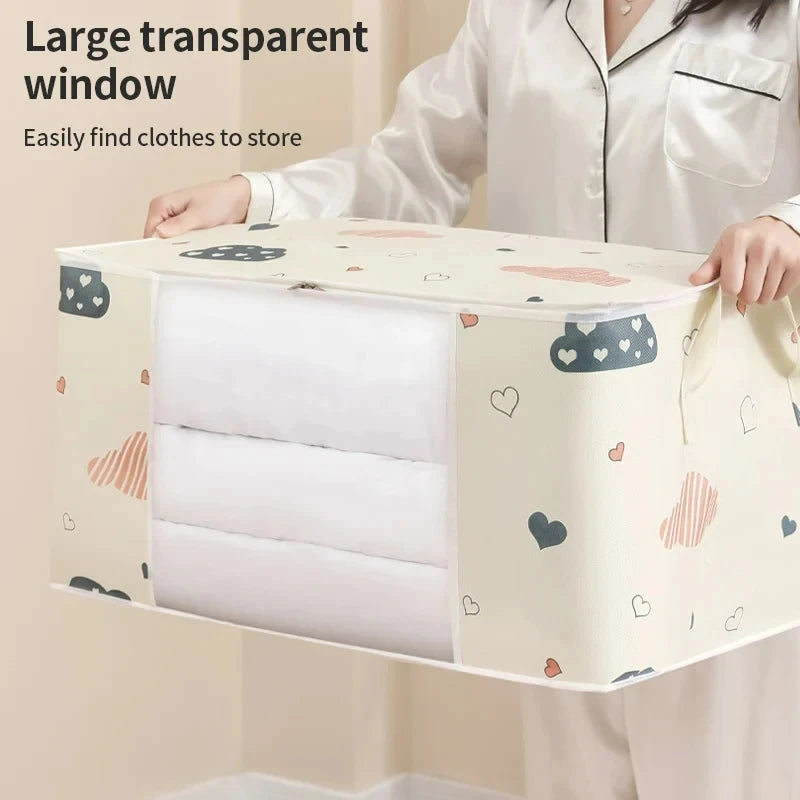 Sac de Rangement Anti-Poussière Grande Capacité pour Literie et Vêtements – Tissu Non Tissé, Pliable avec Poignée Renforcée