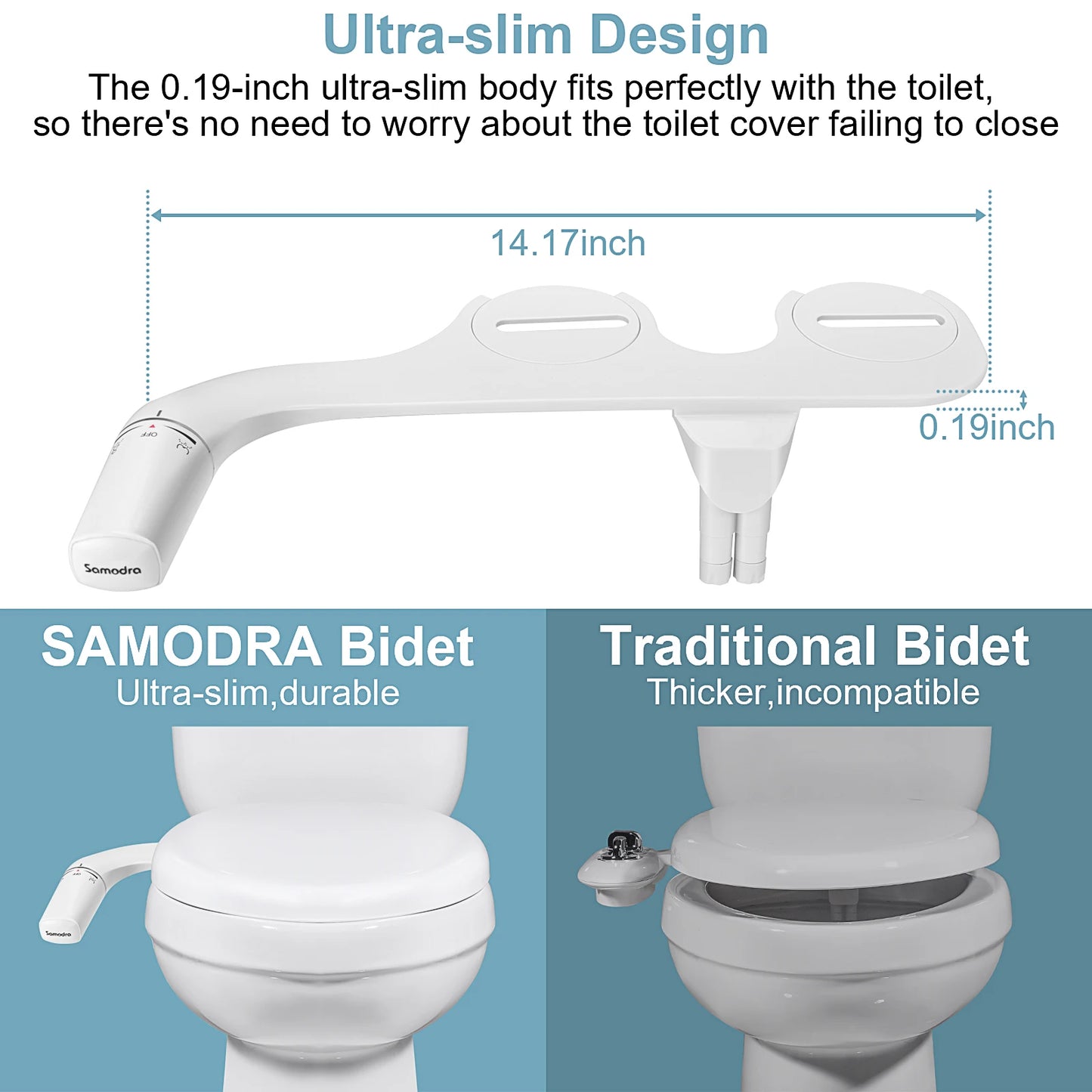 Samo Bidet Attachment | Ultra-Slim, Dual Nozzle