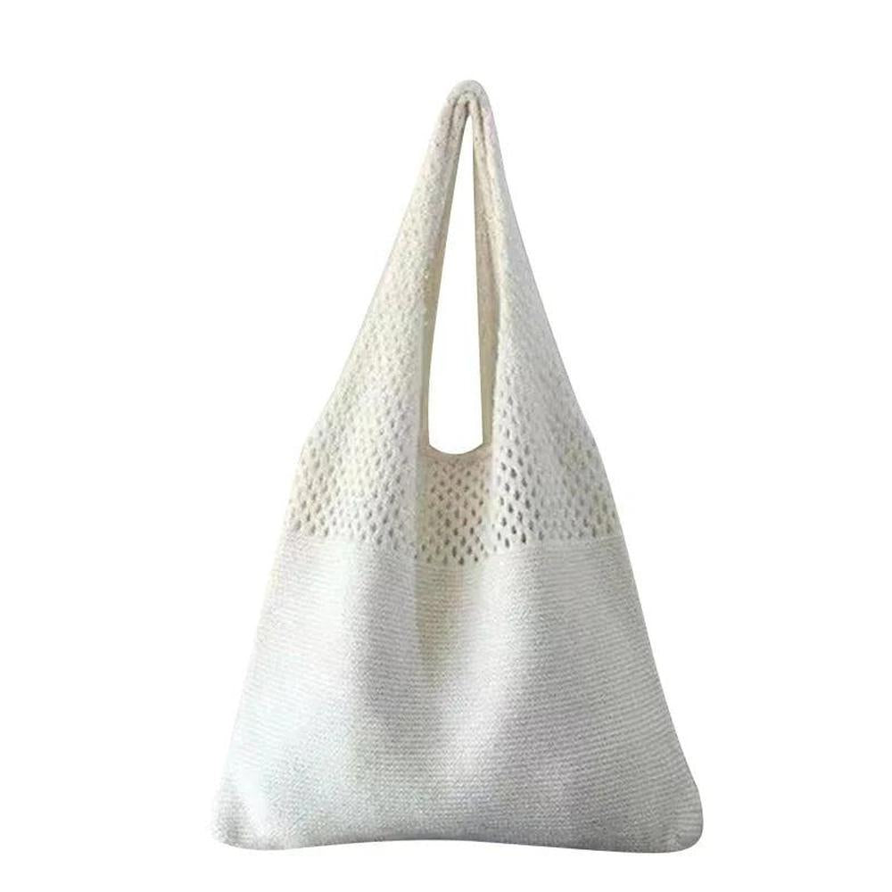 Sac à Main Femme en Crochet Vintage – Grand Tote en Coton Idéal pour Plage et Été, Style Décontracté Boho Chic
