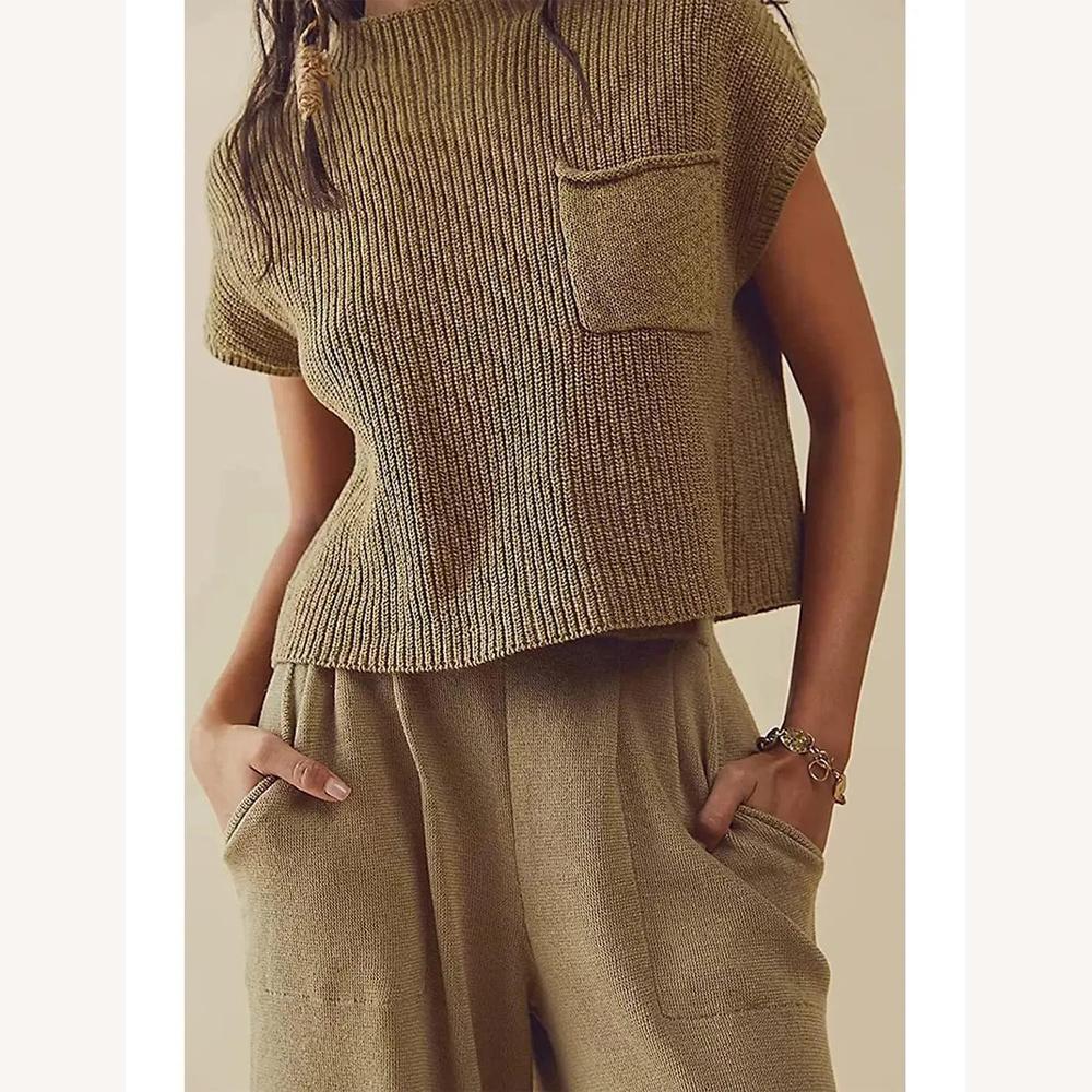 Top Court Sans Manches Femme en Maille Côtelée – Tissu Doux et Respirant, Style Décontracté, Col Haut, Blanc