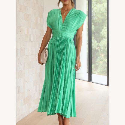 Long Dress Women Short Sleeves in Lightweight Fabric – Elegant and Comfortable for Summer and Evenings