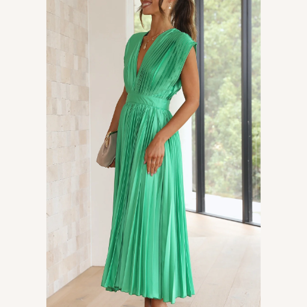 Robe Longue Femme Manches Courtes en Tissu Léger – Élégante et Confortable pour Été et Soirées