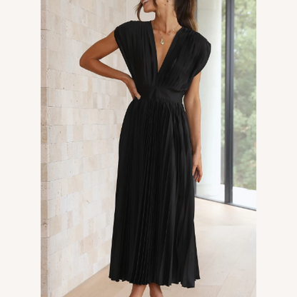 Long Dress Women Short Sleeves in Lightweight Fabric – Elegant and Comfortable for Summer and Evenings