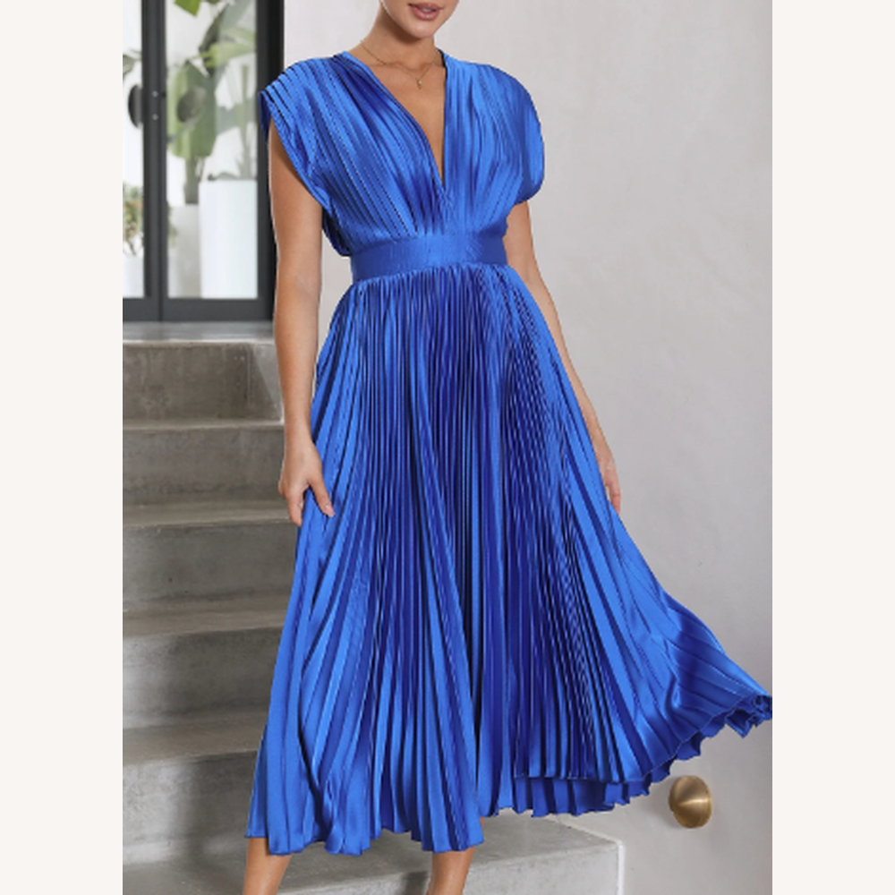 Variant image for Robe Longue Femme Manches Courtes en Tissu Léger – Élégante et Confortable pour Été et Soirées-9