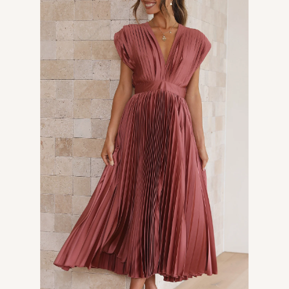 Variant image for Robe Longue Femme Manches Courtes en Tissu Léger – Élégante et Confortable pour Été et Soirées-17