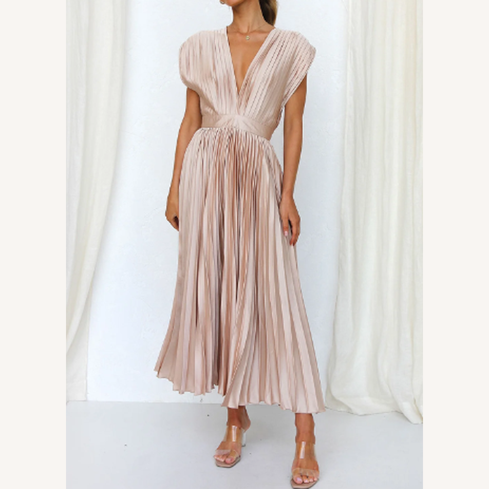 Variant image for Robe Longue Femme Manches Courtes en Tissu Léger – Élégante et Confortable pour Été et Soirées-29