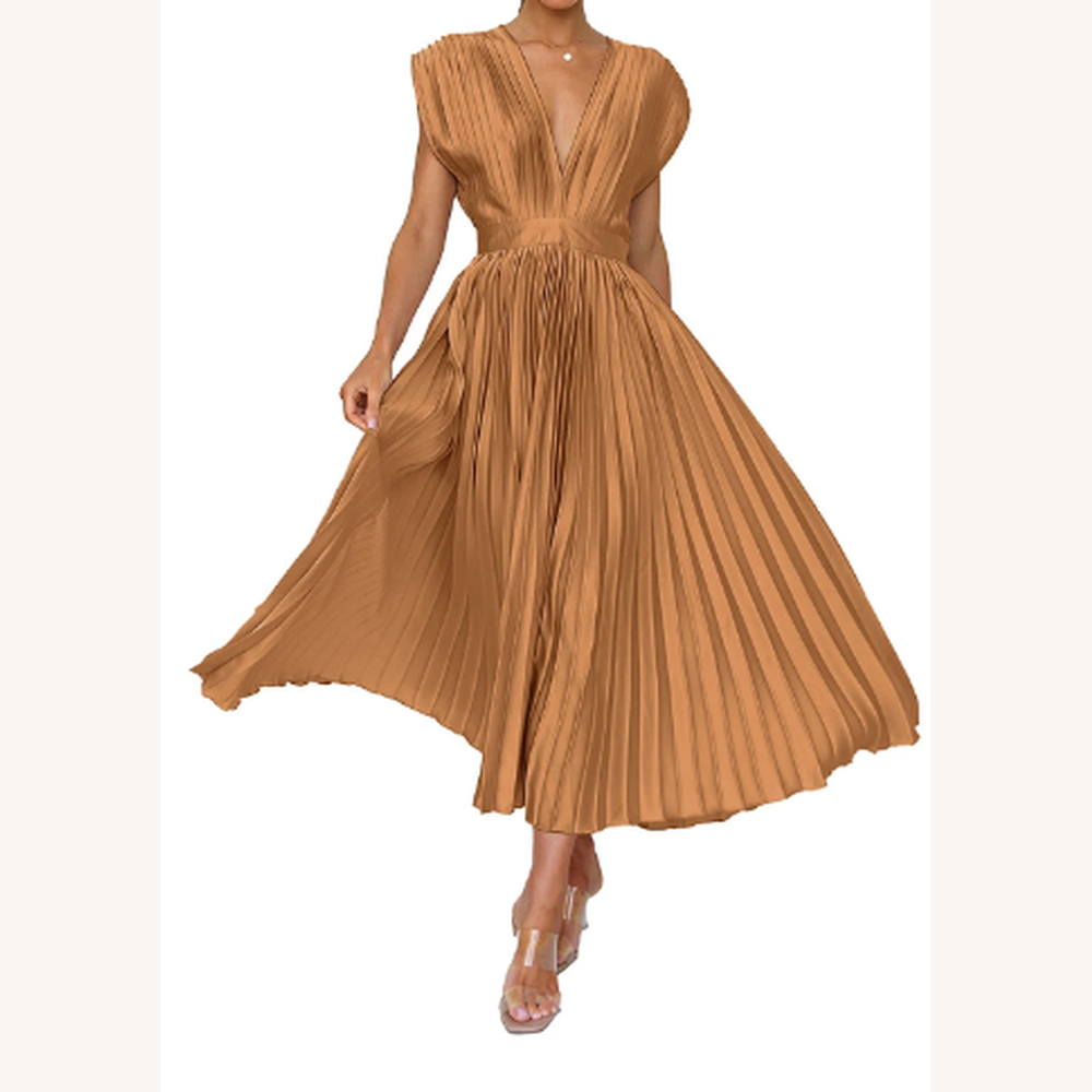 Variant image for Robe Longue Femme Manches Courtes en Tissu Léger – Élégante et Confortable pour Été et Soirées-37