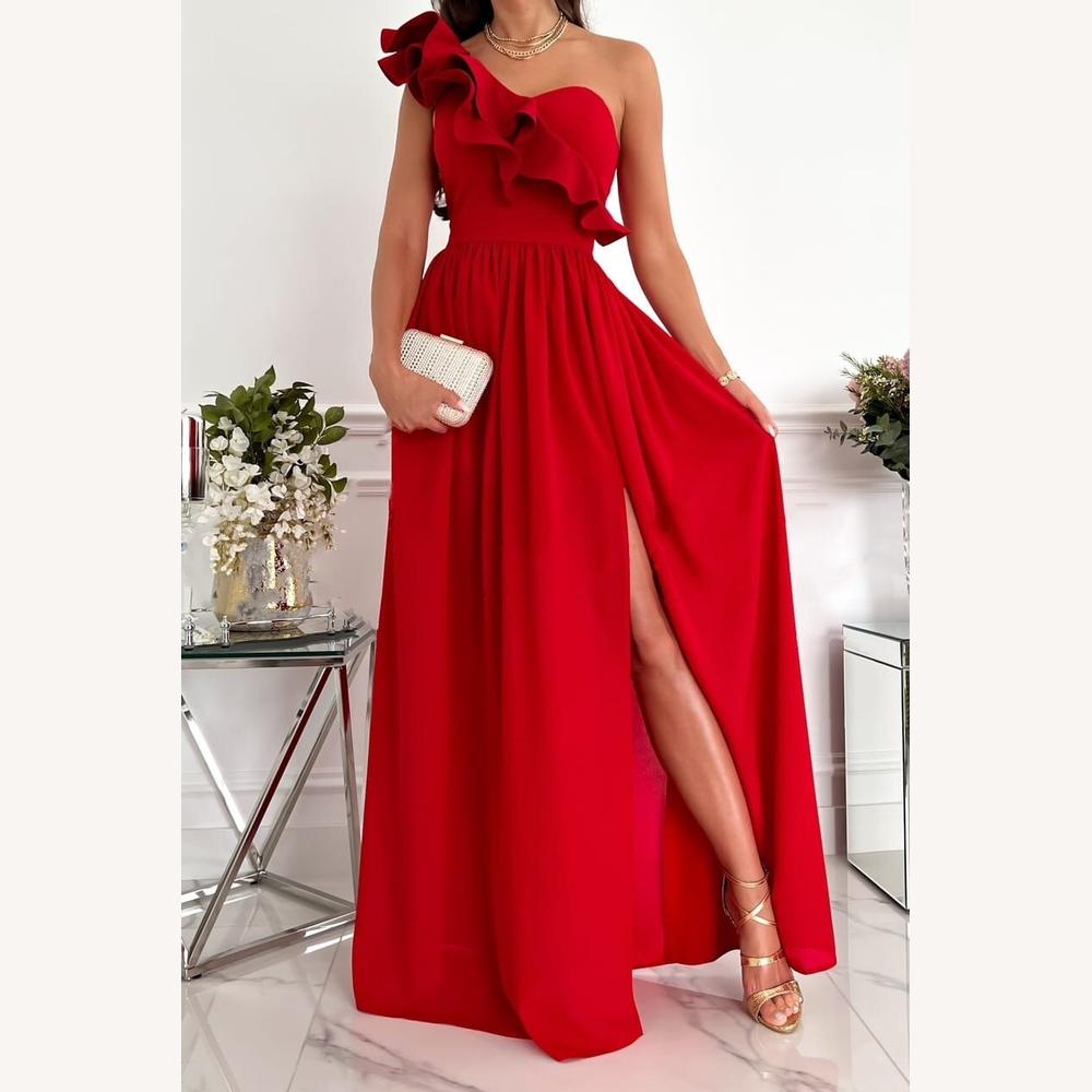Robe Longue Femme Asymétrique Noire – Élégance Moderne pour Été et Soirées