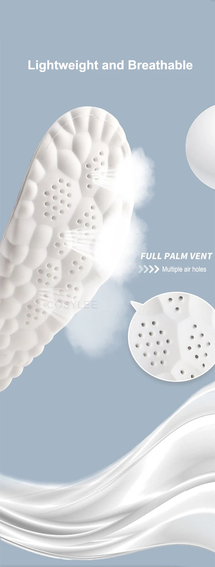 Sporty Latex Insoles with Arch Support – Breathable Comfort and Cushioning