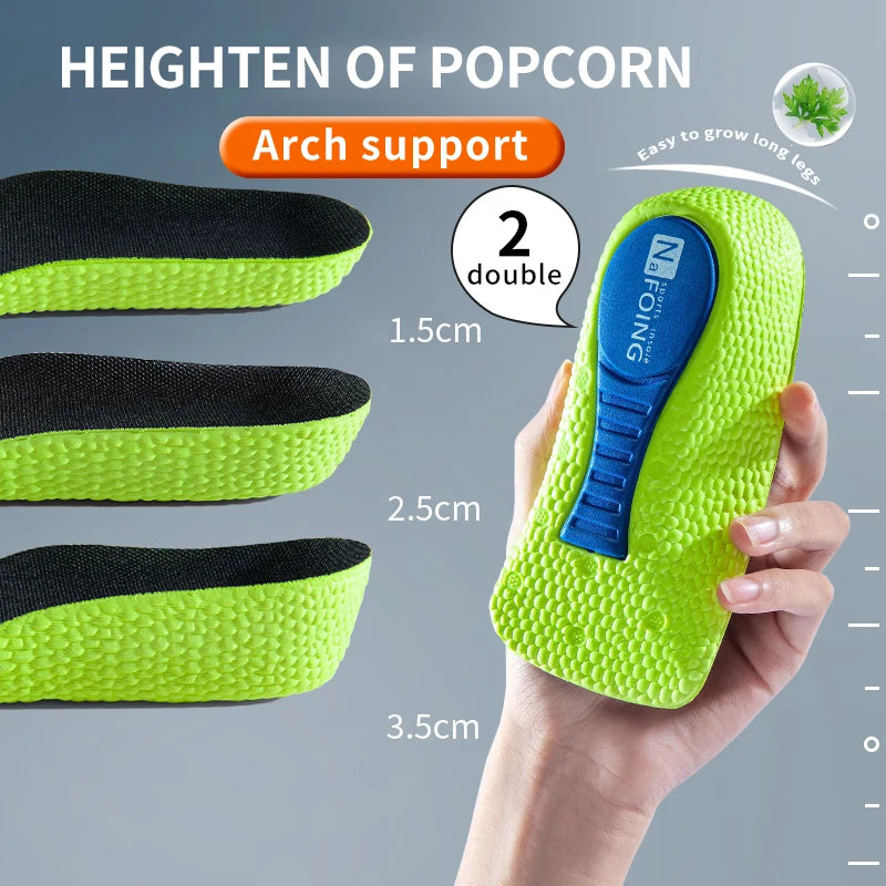 Semelles en mousse à mémoire de forme avec soutien de la voûte plantaire – augmentation de la hauteur de 1 à 3 cm