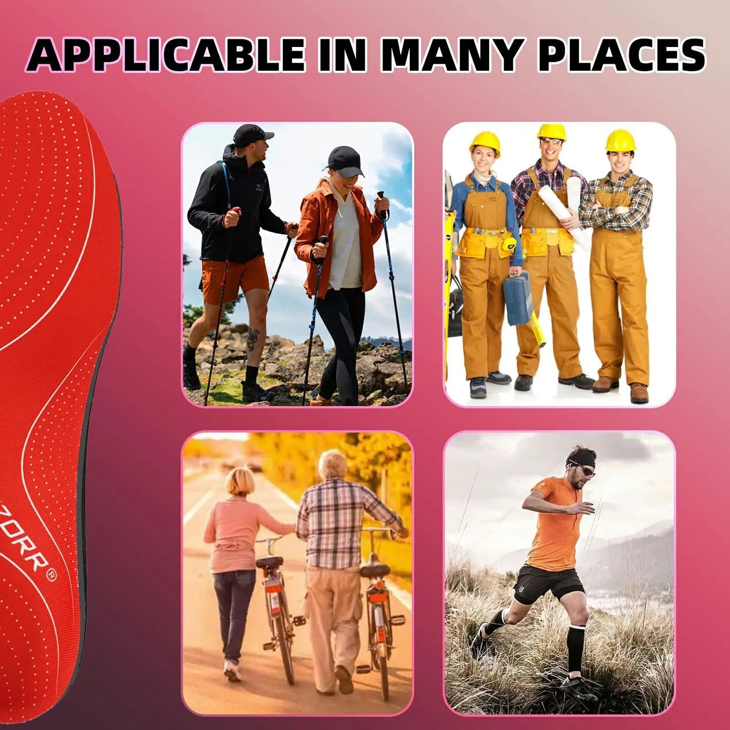 Semelles orthopédiques confortables pour fasciite plantaire avec soutien de la voûte plantaire – antidérapantes et légères