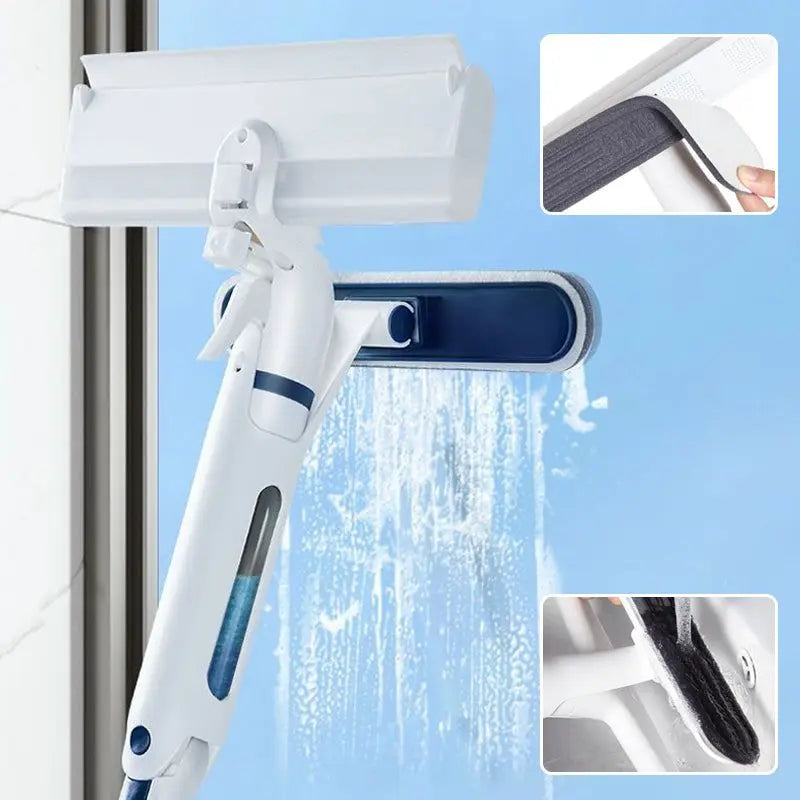 Multifunctional Window Mop with Sprayer and Silicone Scraper – Effective and Retractable Cleaning, 24.5 x 132 cm