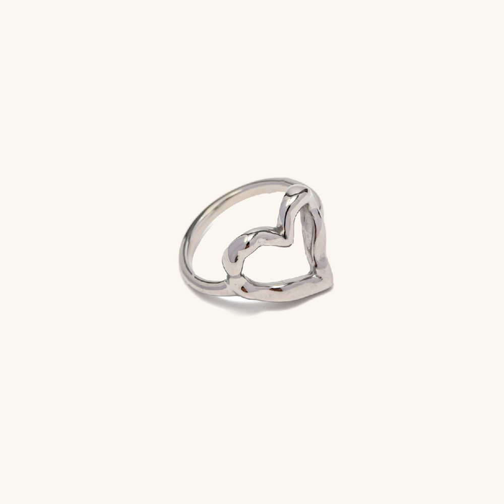 Bague Femme Cœur Or 18K Taille Unique Acier Inoxydable