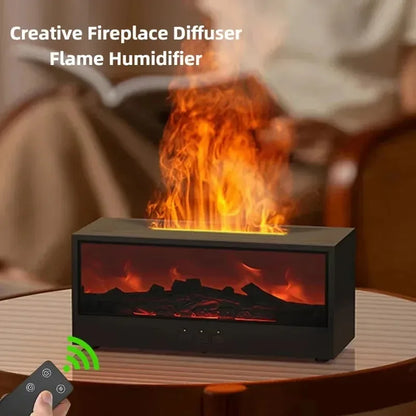 Simulated 3D Flame Aromatherapy Humidifier with Remote Control and Color Atmosphere Lighting