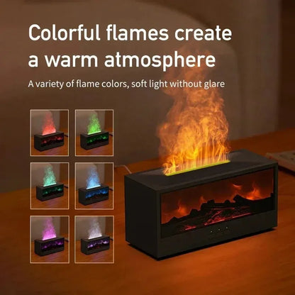 Simulated 3D Flame Aromatherapy Humidifier with Remote Control and Color Atmosphere Lighting