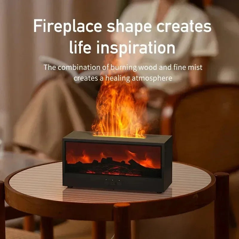 Simulated 3D Flame Aromatherapy Humidifier with Remote Control and Color Atmosphere Lighting