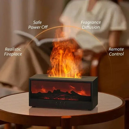 Simulated 3D Flame Aromatherapy Humidifier with Remote Control and Color Atmosphere Lighting