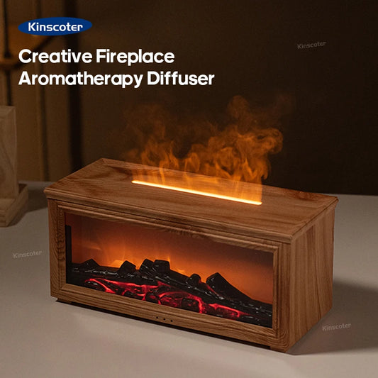 Simulated Fireplace Aroma Diffuser with Ultrasonic Technology – 280ml Humidifier with Remote Control
