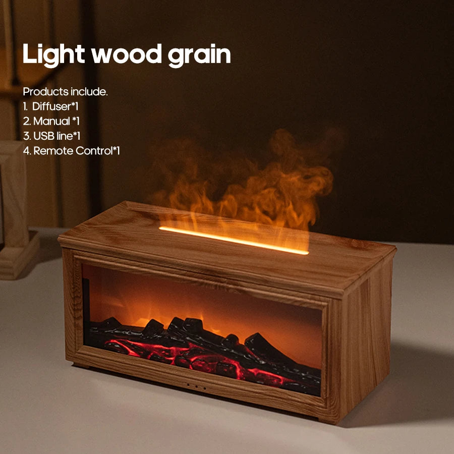 Simulated Fireplace Aroma Diffuser with Ultrasonic Technology – 280ml Humidifier with Remote Control