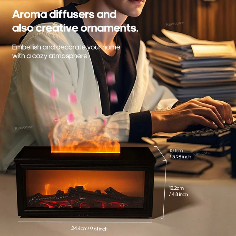 Simulated Fireplace Aroma Diffuser with Ultrasonic Technology – 280ml Humidifier with Remote Control