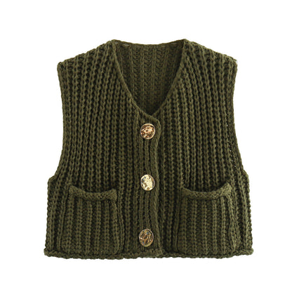 Sleek Knitted Vest | Comfortable Fit with Pockets
