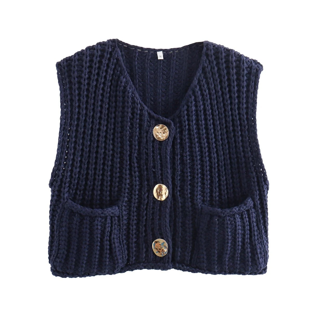 Sleek Knitted Vest | Comfortable Fit with Pockets
