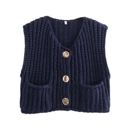 Sleek Knitted Vest | Comfortable Fit with Pockets
