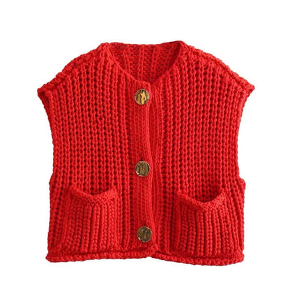 Sleek Knitted Vest | Comfortable Fit with Pockets
