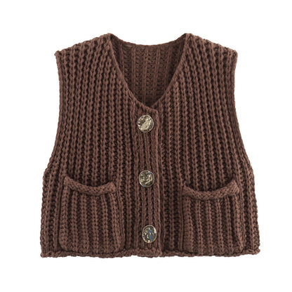 Sleek Knitted Vest | Comfortable Fit with Pockets