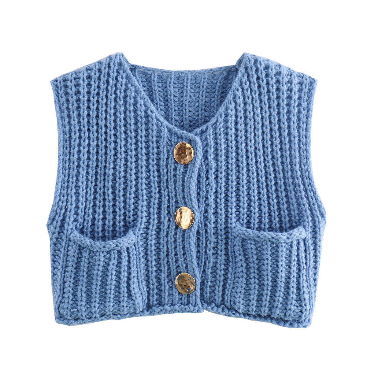 Sleek Knitted Vest | Comfortable Fit with Pockets